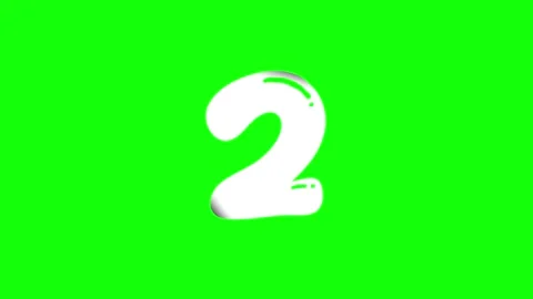 A white number 2 on black background and green screen animated chromakey Stock Footage 346200791