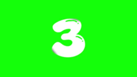 A white number 3 on black background and green screen animated chromakey Stock Footage 346200790