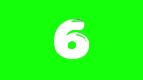 A white number 6 on black background and six green screen animated chromakey Stock Footage 346200795