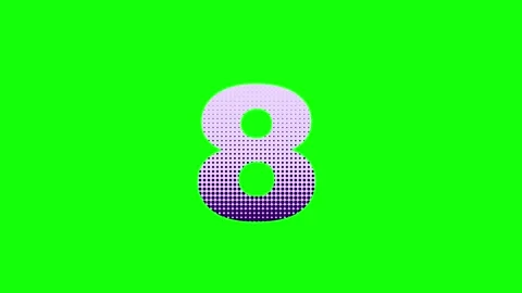 A white number 8 on green screen and black logo golf ball animated chromakey Stock Footage 346144519