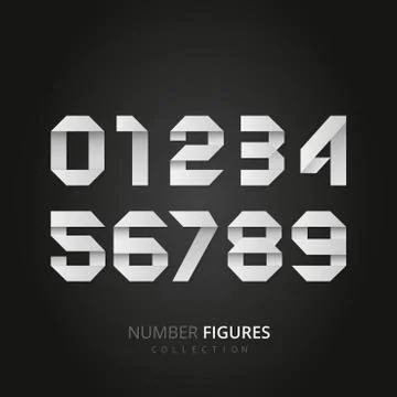 White number figures vector set Stock Illustration