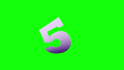 A white number five on green screen and 5 animated chromakey background Stock-Footage 346144418