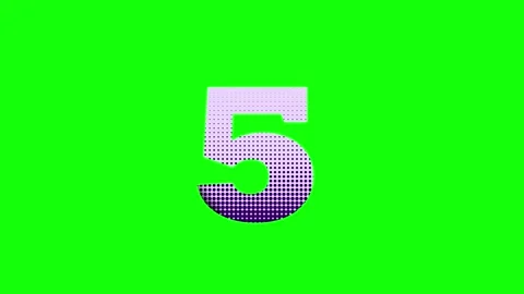 A white number five on green screen and black background with the 5 it Video stock 346144460