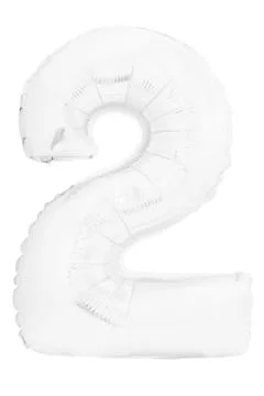White number two 2 made of helium balloon isolated on white background Stock Photos