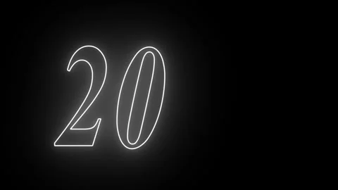 White number two and zero outline graphic on black background 스톡 동영상 336204762