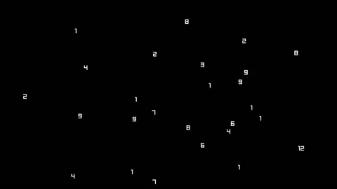 White numbers with random chang, rotating isolated on black background, elements Video stock 205564391