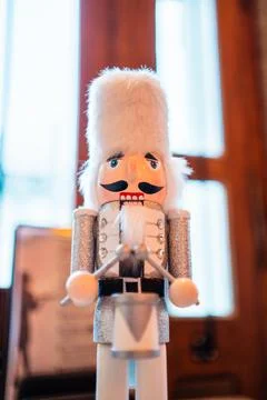 White Nutcracker Soldier with a Drum Stock Photos