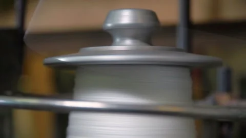 White Nylon Threads Production Machine Stock Footage 137771508