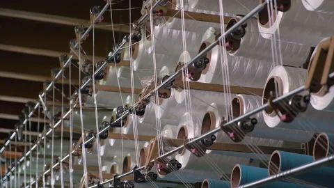 White Nylon Threads Production Machine Stock Footage 137771700