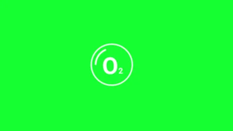 White O2 oxygen outline icon animation loop on green screen background. Min.. Stock Footage 341308926