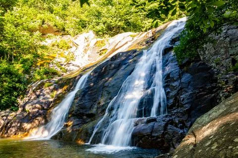 White Oak Canyon and Cedar Run trail loop waterfalls in Shenandoah National P Stock Photos