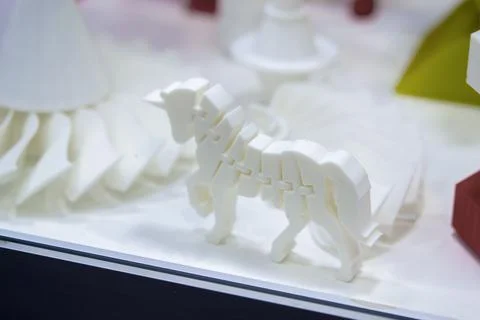 White object 3D printed from plastic close-up. New 3D printing technology. Stock Photos