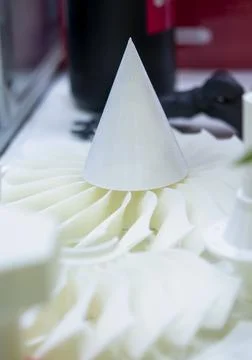 White object 3D printed from plastic close-up. New 3D printing technology Stock Photos