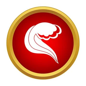 White ocean wave icon on red button Stock Illustration