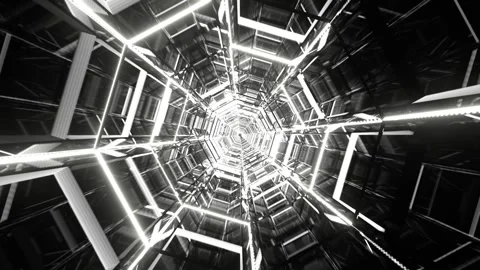 White Octagonal Neon Tunnel Background VJ Loop l 4K Stock Footage 294928865