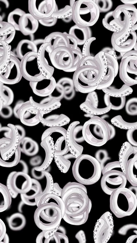 White Octopus Tentacles Falling in Endless Vertical Loop Stock Footage 325151961