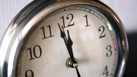 White office clock close up. Twelve oclock Stock Footage 73762333