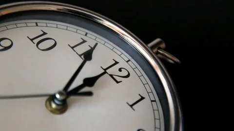 White office clock close up. Twelve oclock Stock-Footage 73762408
