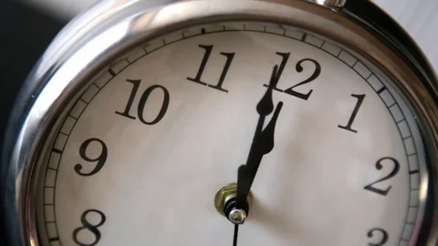 White office clock close up. Twelve oclock Stock Footage 73762414