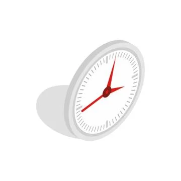 White office clock icon, isometric 3d style Illustrazione stock