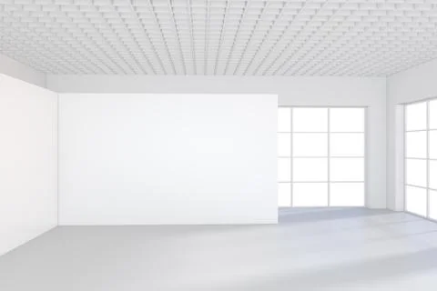 White office interior with empty billboard on wall. Mock up, 3D Rendering イラスト素材