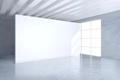 White office interior with empty billboard on wall. Mock up, 3D Rendering Stock-Illustration