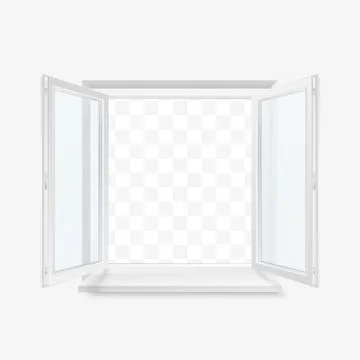 White Office Plastic Window. Window Front View. Vector Illustration Isolated  Stock Illustration