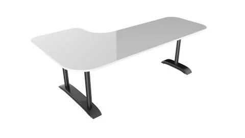 White office table 3d rendering isolated on white background Stock Illustration