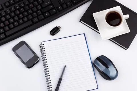 White office table Stock Photos