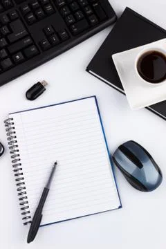White office table Stock Photos