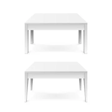 White office table with shadow isolated on white background. Vector illustrat Illustrazione stock