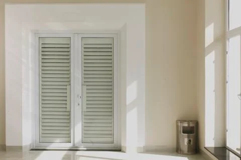 White office wall,  window and green tree Stock Photos