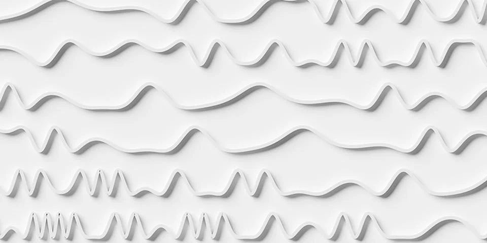 White offset sine waves with fluctuating frequencies, geometrical backgroun.. 스톡 일러스트