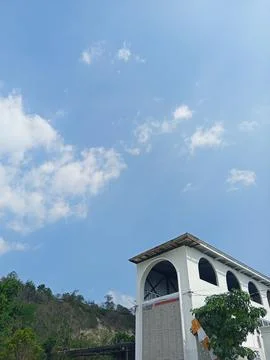 A white old building under the hill in Bantul regency Stock Photos