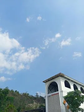 A white old building under the hill in Bantul regency Stock Photos