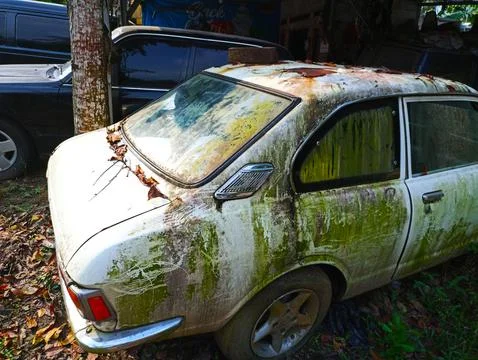 White old car with rust Stock Photos