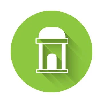 White Old crypt icon isolated with long shadow. Cemetery symbol. Ossuary or Illustrazione stock