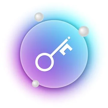 White Old key icon isolated on white background. Blue and purple gradient c.. Ilustração Stock