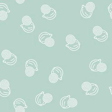White onion line seamless pattern Stock Illustration