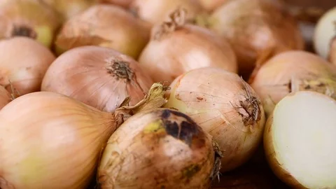 White Onions (rotating; seamless loopable; 4K) Stock Footage