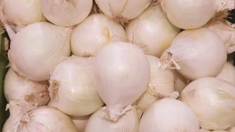 White onions in the store on the shelf Stock Footage 146454970