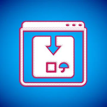 White Online app delivery tracking icon isolated on blue background. Parcel Stock Illustration