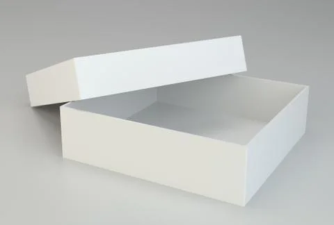 White open box on gray background. Stock-Illustration