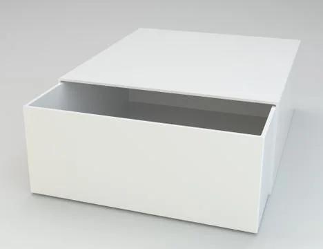 White open box on gray background. Illustrazione stock