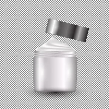White Open cream jar template for skin care product. Open face moisturizer lo Illustrazione stock
