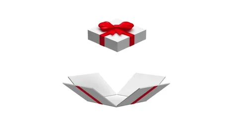 White open gift box in 3D animation. Stock Footage 340656528