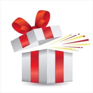 White open gift box concept, surprise concept merry christmas, valentine st.. Illustrazione stock