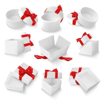 White open gift box mockup set, vector isolated illustration Stock Illustration