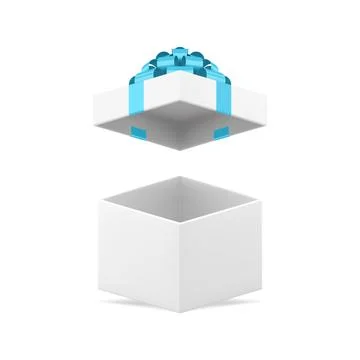White open gift box with premium golden bow ribbon for holiday celebrate 3d i Stock Illustration