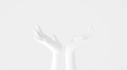White open hands towards the top. 3d render illustration Illustrazione stock